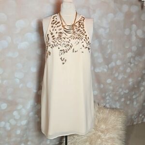 Bebe | Cream Sequined Special Occasion Dress